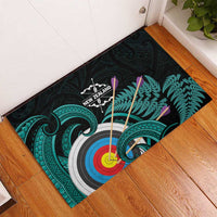 New Zealand Archery Rubber Doormat Turquoise Maori Silver Fern