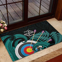 New Zealand Archery Rubber Doormat Turquoise Maori Silver Fern