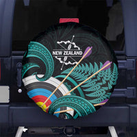 New Zealand Archery Spare Tire Cover Turquoise Maori Silver Fern