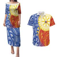 Philippines Couples Matching Puletasi and Hawaiian Shirt Pilipinas Polynesian Pattern