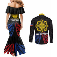 Personalized Philippines Independence Day Couples Matching Mermaid Dress and Long Sleeve Button Shirt Filipino 126th Anniversary Sun Tattoo LT01 - Polynesian Pride