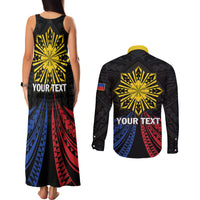 Personalized Philippines Independence Day Couples Matching Tank Maxi Dress and Long Sleeve Button Shirt Filipino 126th Anniversary Sun Tattoo