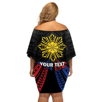 Personalized Philippines Independence Day Off Shoulder Short Dress Filipino 126th Anniversary Sun Tattoo LT01 - Polynesian Pride