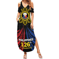 Personalized Philippines Independence Day Summer Maxi Dress Filipino 126th Anniversary Sun Tattoo LT01 Women Black - Polynesian Pride