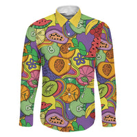 Hawaii Fruits Hippie Style Family Matching Mermaid Dress and Hawaiian Shirt Vibrant Colorful