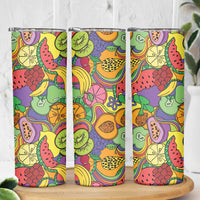 Hawaii Fruits Hippie Style Skinny Tumbler Vibrant Colorful