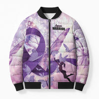 Personalized Polynesian Lupus Awareness Bomber Puffer Jacket Butterfly Hologram Lupus Warrior LT01 Unisex Purple - Polynesian Pride