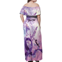 Personalized Polynesian Lupus Awareness Family Matching Off Shoulder Maxi Dress and Hawaiian Shirt Butterfly Hologram Lupus Warrior LT01 - Polynesian Pride