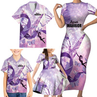 Personalized Polynesian Lupus Awareness Family Matching Short Sleeve Bodycon Dress and Hawaiian Shirt Butterfly Hologram Lupus Warrior