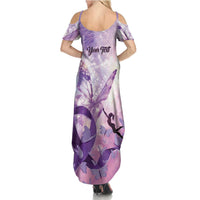Personalized Polynesian Lupus Awareness Family Matching Summer Maxi Dress and Hawaiian Shirt Butterfly Hologram Lupus Warrior