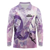 Personalized Polynesian Lupus Awareness Long Sleeve Polo Shirt Butterfly Hologram Lupus Warrior LT01 Purple - Polynesian Pride
