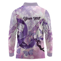 Personalized Polynesian Lupus Awareness Long Sleeve Polo Shirt Butterfly Hologram Lupus Warrior LT01 - Polynesian Pride