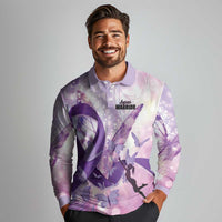 Personalized Polynesian Lupus Awareness Long Sleeve Polo Shirt Butterfly Hologram Lupus Warrior LT01 - Polynesian Pride