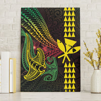 Hawaii Kakau Hammerhead Shark Canvas Wall Art Neon Plumeria Pattern