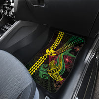 Hawaii Kakau Hammerhead Shark Car Mats Neon Plumeria Pattern