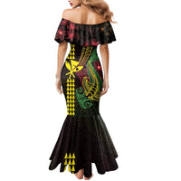 Hawaii Kakau Hammerhead Shark Mermaid Dress Neon Plumeria Pattern LT01 - Polynesian Pride