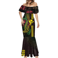 Hawaii Kakau Hammerhead Shark Mermaid Dress Neon Plumeria Pattern LT01 - Polynesian Pride