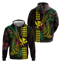 Hawaii Kakau Hammerhead Shark Zip Hoodie Neon Plumeria Pattern