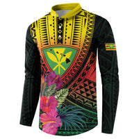 Hawaii Kanaka Maoli Flag Day Button Sweatshirt Tropical Flowers