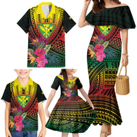 Hawaii Kanaka Maoli Flag Day Family Matching Mermaid Dress and Hawaiian Shirt Tropical Flowers
