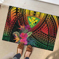 Hawaii Kanaka Maoli Flag Day Rubber Doormat Tropical Flowers