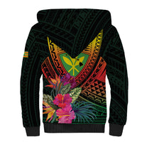 Hawaii Kanaka Maoli Flag Day Sherpa Hoodie Tropical Flowers LT01 - Polynesian Pride