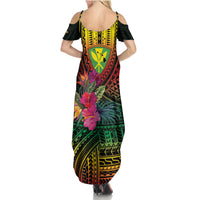 Hawaii Kanaka Maoli Flag Day Summer Maxi Dress Tropical Flowers LT01 - Polynesian Pride