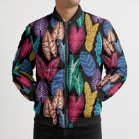 Hawaii Colorful Tropical Leaves Bomber Puffer Jacket