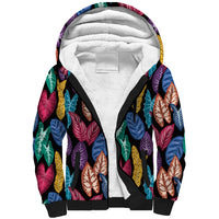 Hawaii Colorful Tropical Leaves Sherpa Hoodie LT01 Unisex Black - Polynesian Pride