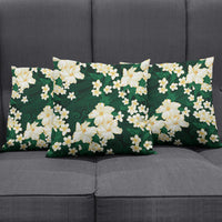 Hawaii Hibiscus Plumeria Green Pillow Cover Polynesian Pattern