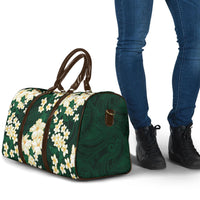 Hawaii Hibiscus Plumeria Green Travel Bag Polynesian Pattern