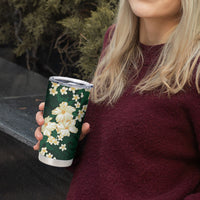 Hawaii Hibiscus Plumeria Green Tumbler Cup Polynesian Pattern