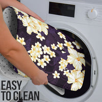 Hawaii Hibiscus Plumeria Purple Bathroom Set Polynesian Pattern