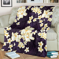 Hawaii Hibiscus Plumeria Purple Blanket Polynesian Pattern
