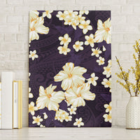 Hawaii Hibiscus Plumeria Purple Canvas Wall Art Polynesian Pattern