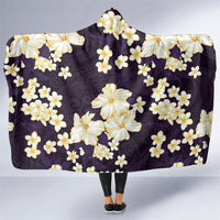 Hawaii Hibiscus Plumeria Purple Hooded Blanket Polynesian Pattern