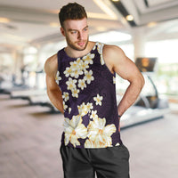 Hawaii Hibiscus Plumeria Purple Men Tank Top Polynesian Pattern