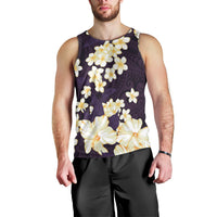 Hawaii Hibiscus Plumeria Purple Men Tank Top Polynesian Pattern