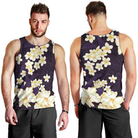 Hawaii Hibiscus Plumeria Purple Men Tank Top Polynesian Pattern
