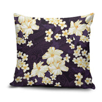 Hawaii Hibiscus Plumeria Purple Pillow Cover Polynesian Pattern