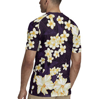 Hawaii Hibiscus Plumeria Purple Rugby Jersey Polynesian Pattern