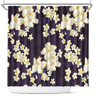 Hawaii Hibiscus Plumeria Purple Shower Curtain Polynesian Pattern