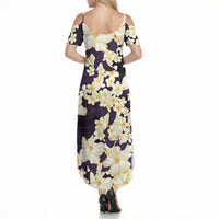 Hawaii Hibiscus Plumeria Purple Summer Maxi Dress Polynesian Pattern