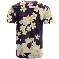 Hawaii Hibiscus Plumeria Purple T Shirt Polynesian Pattern