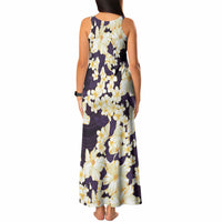 Hawaii Hibiscus Plumeria Purple Tank Maxi Dress Polynesian Pattern