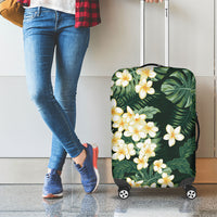 Hawaii Plumeria Tropical Leaves Luggage Cover Monstera Calathea Palm Fronds