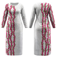 Hawaii Aalii Lei Family Matching Long Sleeve Bodycon Dress and Hawaiian Shirt Aalii Ku Makani