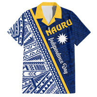 Nauru Independence Day Family Matching Off Shoulder Maxi Dress and Hawaiian Shirt Repubrikin Naoero Gods Will First LT01 Dad's Shirt - Short Sleeve Blue - Polynesian Pride