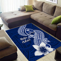 Hafa Adai Guam Area Rug Polynesian Floral Blue Pattern LT01 - Polynesian Pride