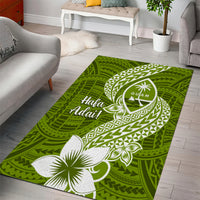 Hafa Adai Guam Area Rug Polynesian Olive Green Blue Pattern LT01 - Polynesian Pride